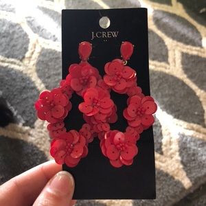 J. Crew Red Statement Earrings